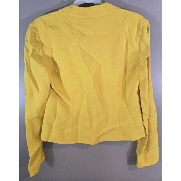 Vtg Dana Buchman 100% Silk Yellow Button Down Blazer, Size 8P - Picture 5 of 8